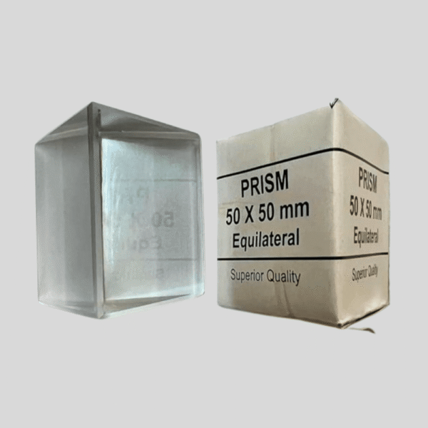 Glass Prism 50mm – Equilateral Triangular Optical Glass for Physics Experiments